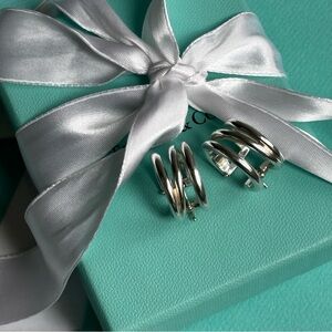 Authentic Tiffany & Co. ZigZag Wide Hoop Earrings